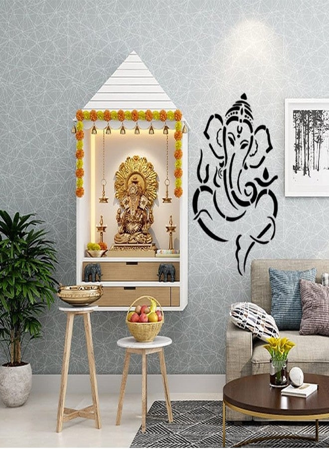 ARandNJ مجموعة استنسل ARandNJ للرسم على الجدران (المقاس: 16 × 24 بوصة) الموضوع: غانيشا، تصميم قابل لإعادة الاستخدام، مناسب لغرفة النوم وغرفة المعيشة (عبوة من قطعة واحدة) - Image 1